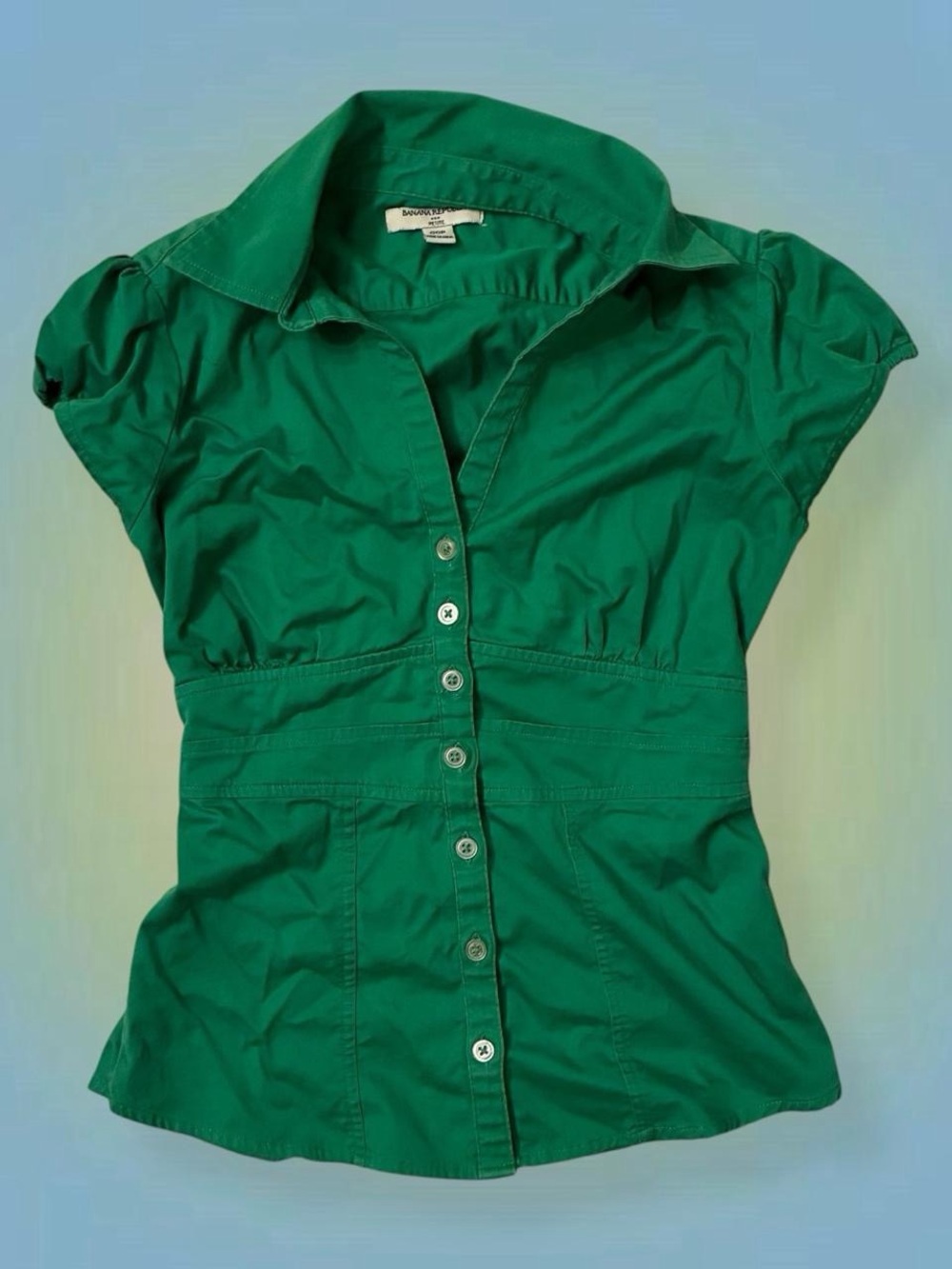 Club Monaco Emerald Green Button-Down Short Sleeve Shirt